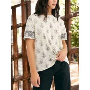 NWT - Free People We The Free Maybelle T-Shirt Ivory Combo Relaxed Size: Small